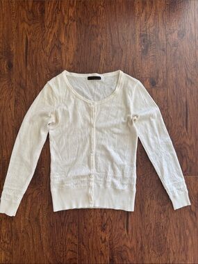 White Knit Button-Front Cardigan